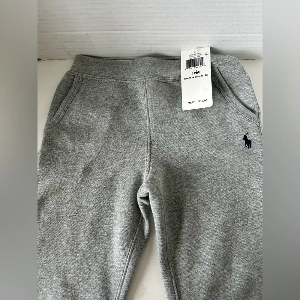NWT POLO RALPH LAUREN GREY FLEECE SWEATPANTS 12mos.